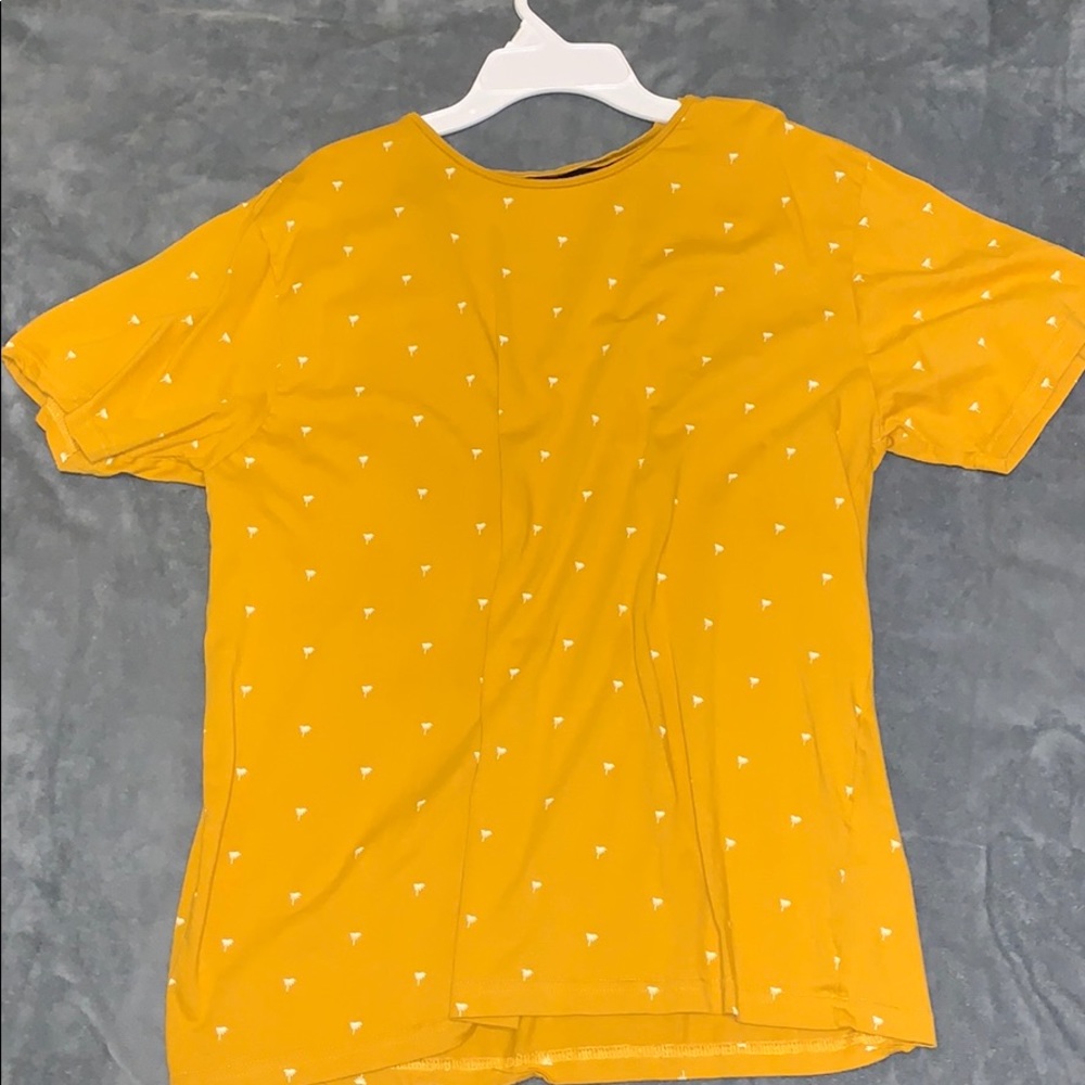 Denim and Flower Yellow Short sleeve T-shirt